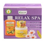 Набор, Oleos (Олеос) 400 г + 110 г + 350 г Релакс СПА соль для ванн чувственное наслаждение + бурлящий шар ваниль + ванночка для ног солнечная ромашка